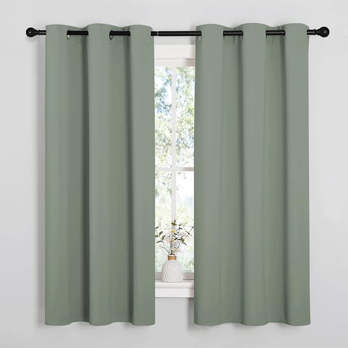 NICETOWN Greyish Green Nursery Essential Thermal Insulated Solid Grommet Top - Image 2