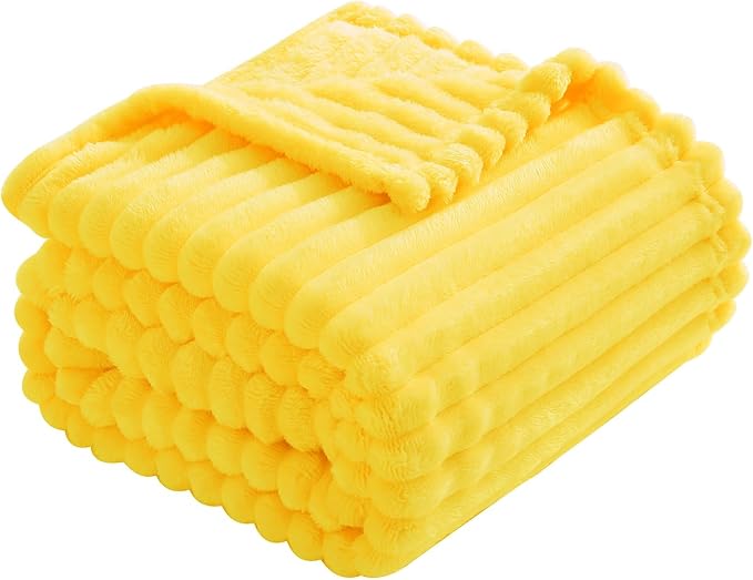 Bright Yellow Fleece Throw Blanket 90”×90” - Image 3