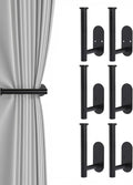 Hoousuper 6pcs Black Stainless Steel Curtain Tiebacks, Wall Mounted Curtain by Hoousuper