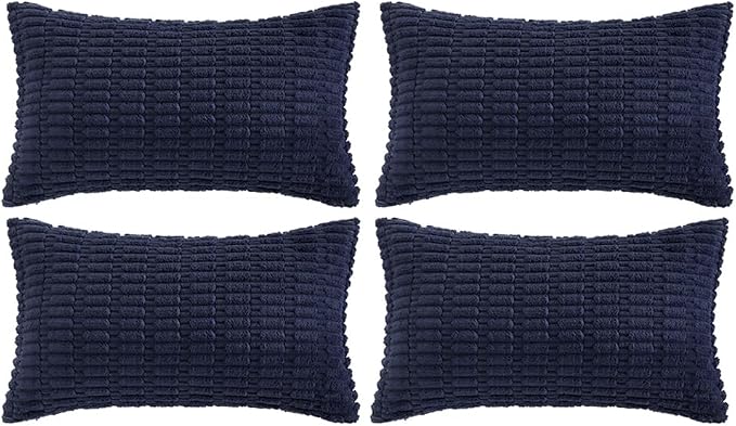 Fancy Homi 4 Packs Navy Blue Decorative Throw Pillow Covers 14x24 Inch by Fancy+Homi