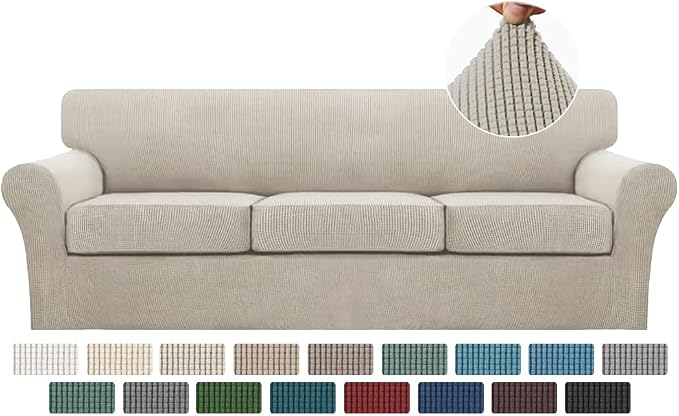 Turquoize 4 Piece Sofa Covers for 3 Cushion Couch Sofa Slipcover Soft Couch by Turquoize