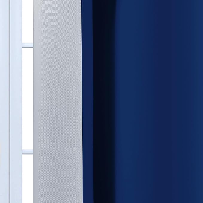 Yakamok Greyish White and Royal Blue Ombre Curtains, Light Blocking Curtains - Image 6
