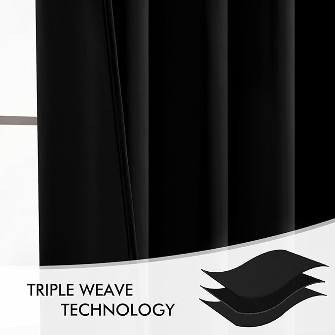 MIULEE Black Back Tab Blackout Curtains 54 Inch Length 2 Panels Set - Image 7