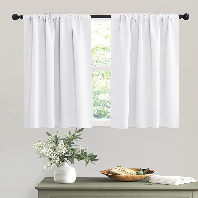 RYB HOME Short Pure White Curtains by RYBHOME