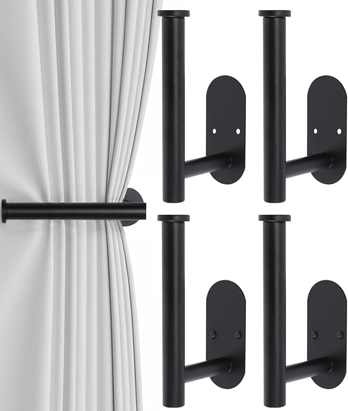4pcs Curtain Holdbacks, Screw-in Curtain Tiebacks Curtain Tie Backs Curtain by Hoousuper