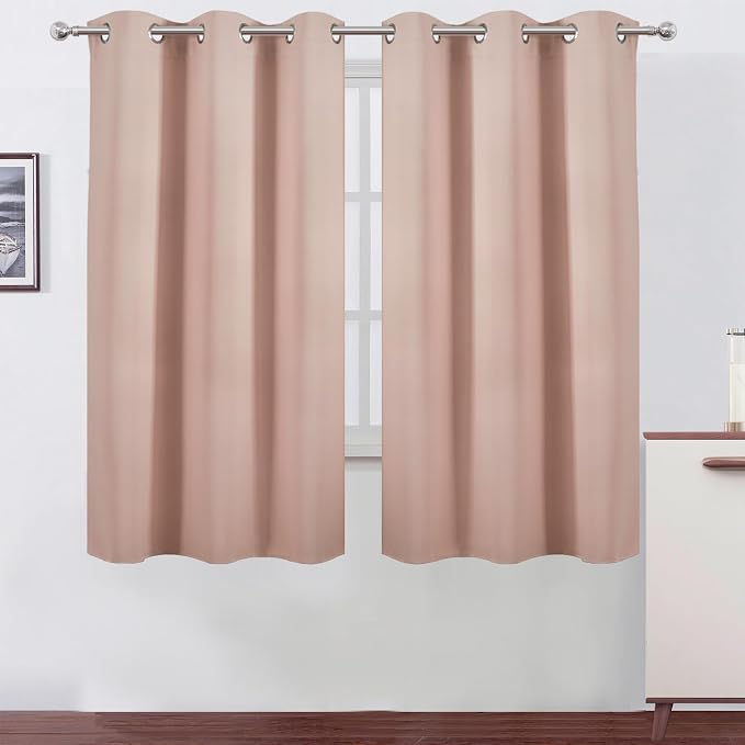 LEMOMO Blackout Curtains 42 x 63 inch/Blush Curtains Set of 2 Panels/Thermal by Lemomo