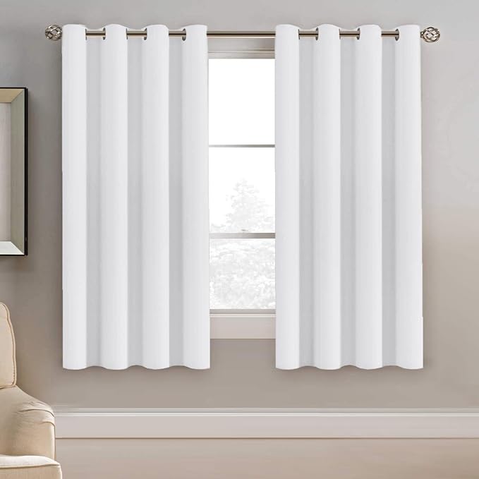 H.VERSAILTEX White Window Curtains 63 Inch Length Thermal Insulated Window by HVERSAILTEX