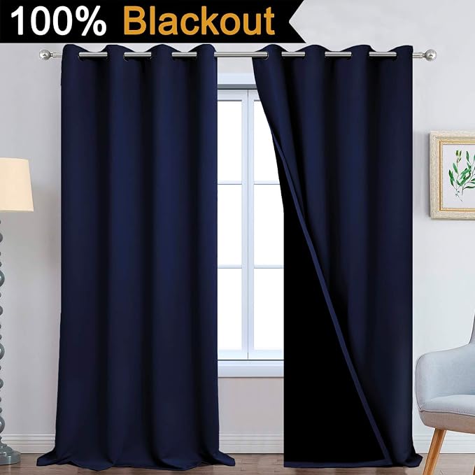 Yakamok 100% Blackout Curtains Energy Saving Thermal Insulated 2 Thick Layers - Image 2
