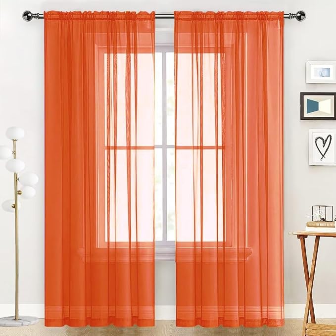 SpaceDresser Sheer Voile Window Treatment Rod Pocket Curtain Panels by SpaceDresser