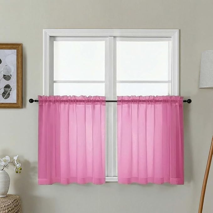 Gwine Short Kitchen Sheer Curtains 24 Inch Length by Gwine