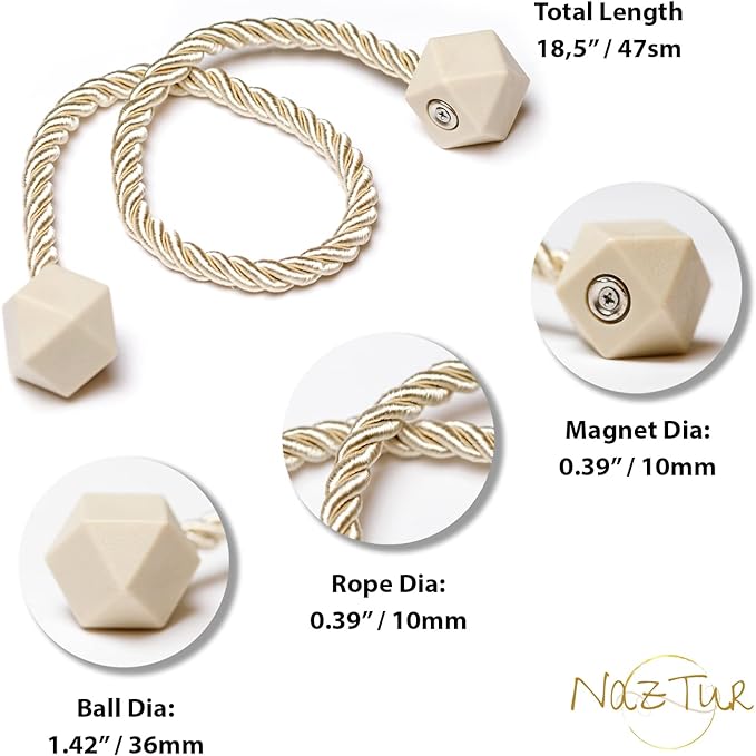 NazTur Magnetic Curtain Tiebacks- Upgrade 2022 - Image 3