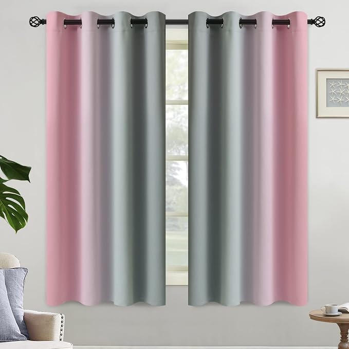 Yakamok Ombre Grey and Pink Curtains - Image 2