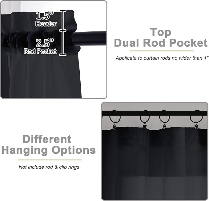 Extra Long Sheer Black Curtains - Image 4