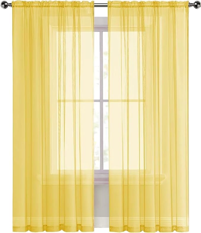 SpaceDresser Sheer Voile Window Treatment Rod Pocket Curtain Panels - Image 2