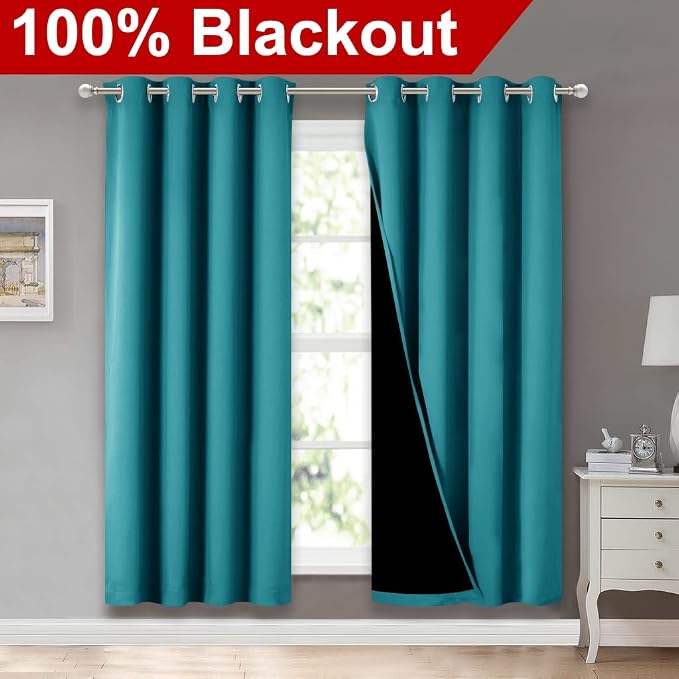 NICETOWN 100% Blackout Window Curtain Panels, Full Light Blocking Drapes - Image 2