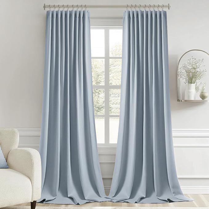 MIULEE Light Blue Back Tab Blackout Curtains 102 Inch Long 2 Panels Set - Image 9