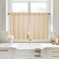 HOMEIDEAS Non-See-Through Beige Privacy Sheer Kitchen Curtains, 30 X 36 Inches by HOMEIDEAS