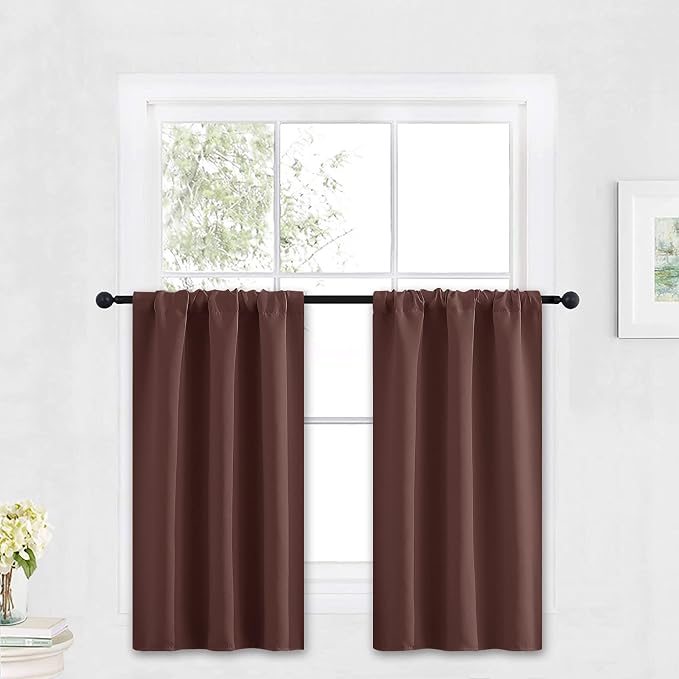 RYB HOME Kitchen Blackout Curtains Over Sink 36 inch Length, Rod Pocket Summer by RYBHOME