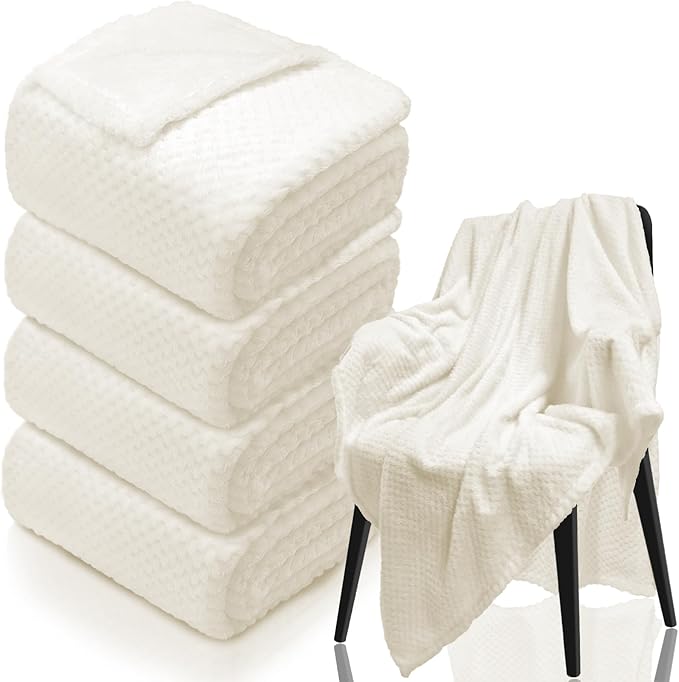 4 Pack Fleece Throw Blankets 50x60 Inches by Tewloss