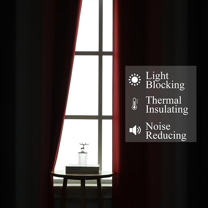 Red and Black Ombre Blackout Bedroom Curtains 45 Inch Long | Room Darkening - Image 3