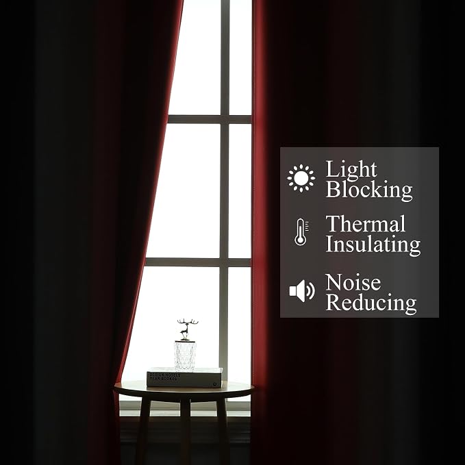 Red and Black Ombre Blackout Bedroom Curtains 36 Inch Long | Room Darkening - Image 3