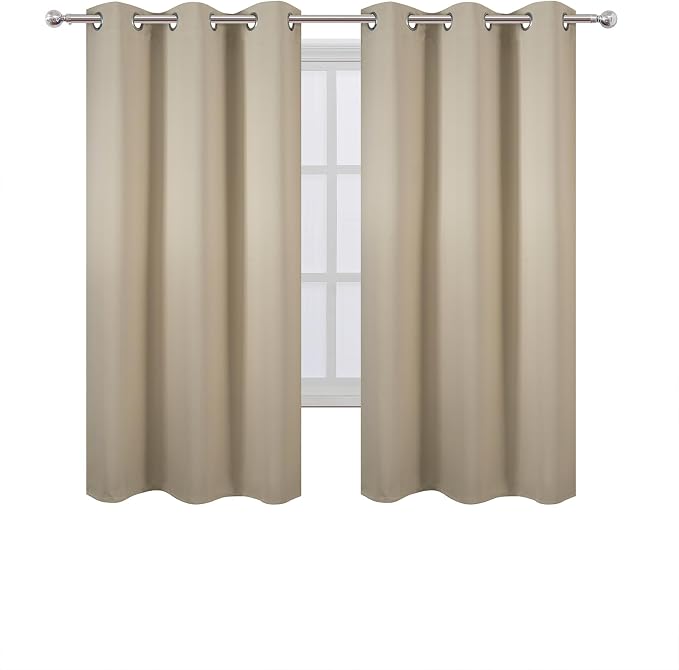 LEMOMO Blackout Curtains 40 x 63 inch/Beige Curtains Set of 2 Panels/Thermal - Image 2