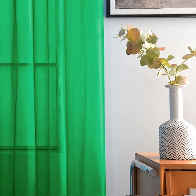 SpaceDresser Sheer Voile Window Treatment Rod Pocket Curtain Panels - Image 4