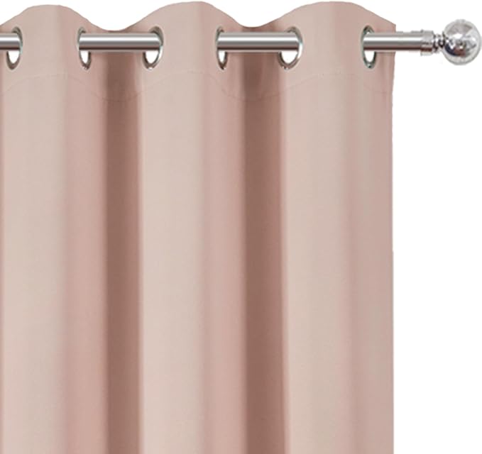 LEMOMO Blackout Curtains 42 x 63 inch/Blush Curtains Set of 2 Panels/Thermal - Image 6