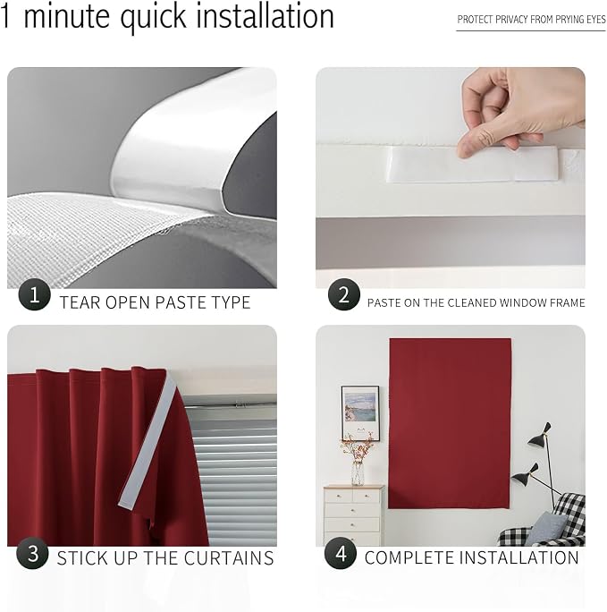 Self Adhesive Curtains, Stick Curtain Blackout Shades Window Cover Curtains - Image 3