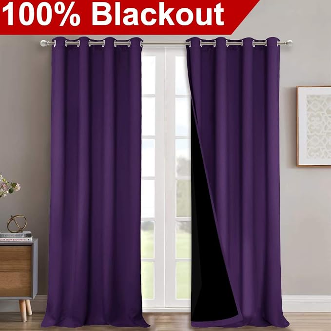 NICETOWN Cold Blocking 100% Blackout Curtains, Durable and Soft Black Lined - Image 2