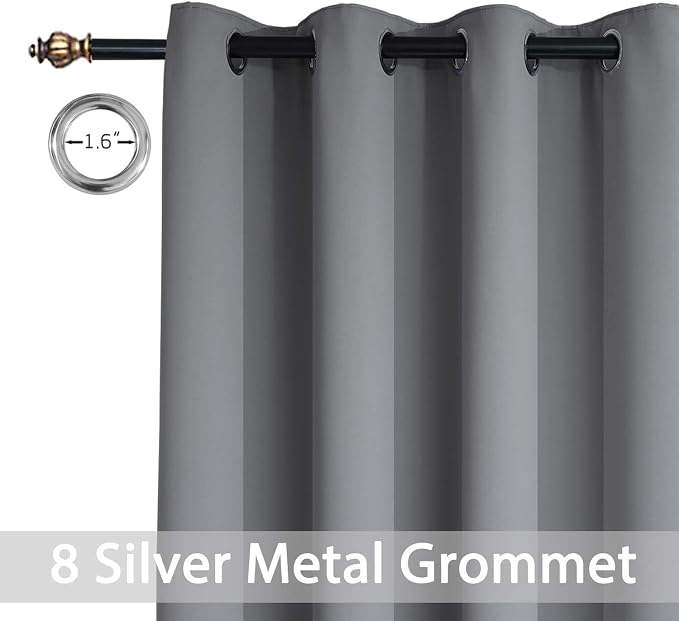 Yakamok Gray Blackout Curtains Room Darkening Thermal Insulated - Image 2