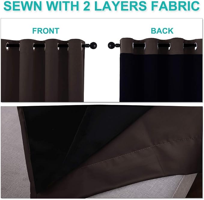 NICETOWN 100% Blackout Lined Curtains, 1 Pair, 2 Thick Layers Completely - Image 6