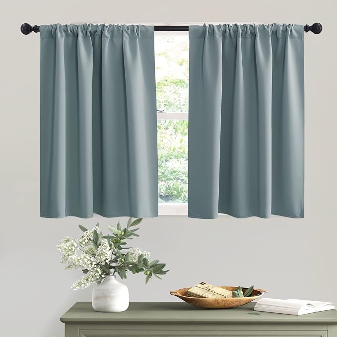 RYB HOME Blackout Privacy Bathroom Window Curtains, Short Thermal Insulated by RYBHOME
