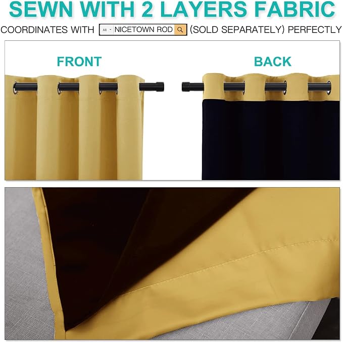 NICETOWN 100% Blackout Window Curtain Panels, Heat and Cold Blocking Drapes - Image 4