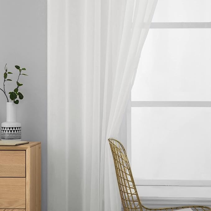 MIULEE 2 Panels Solid Color Sheer Window Curtains Elegant Window Voile - Image 5