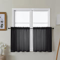 Gwine Black Sheer Curtain Tiers 24 Inch Length, Light Filtering Voile Short by Gwine