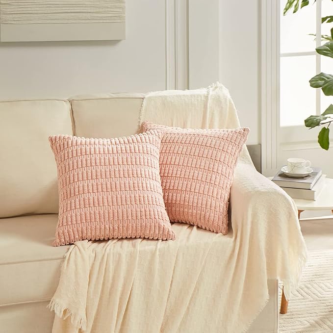 Fancy Homi 4 Packs Boho Pink Decorative Throw Pillow Covers 22x22 Inch - Image 7