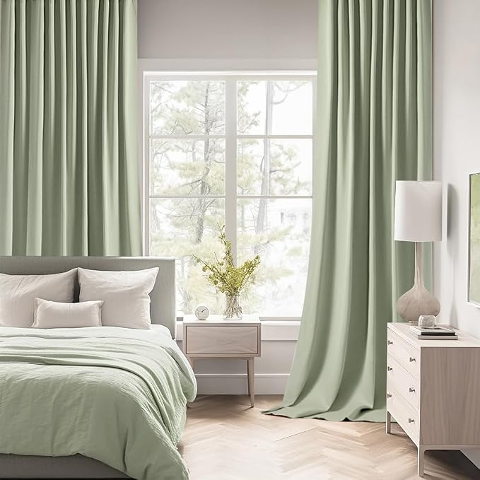 MIULEE Back Tab Sage Green Curtains 96 Inch Long 2 Panels Set - Image 2