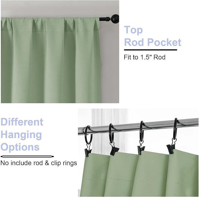 Simplebrand Ava Light Green Blackout Curtains - Image 4