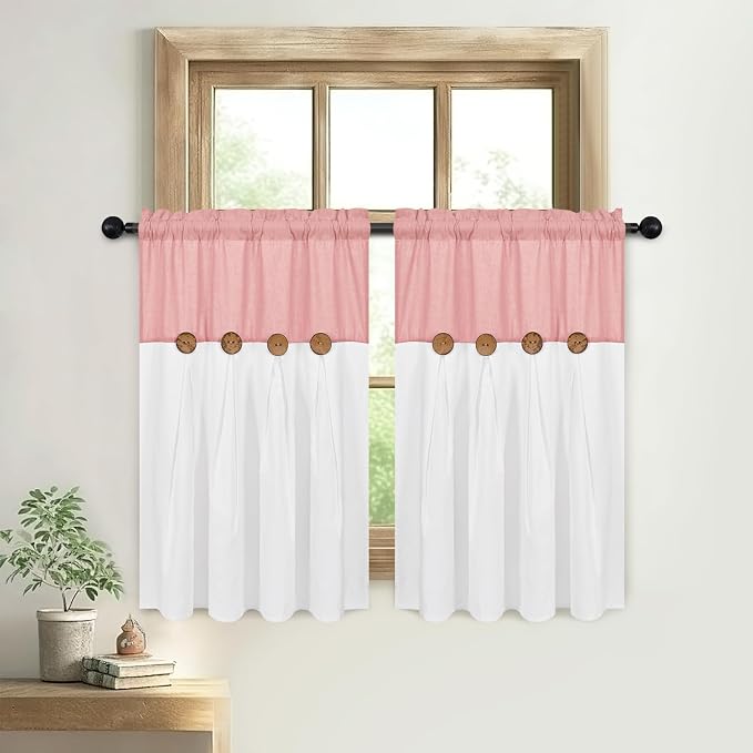 FRAMICS Farmhouse Kitchen Curtains 36 Inch Length, Rustic Cotton Linen Tier - Image 6