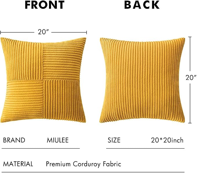MIULEE Mustard Yellow Decorative Throw Pillow Covers 20x20 Inch - Image 6