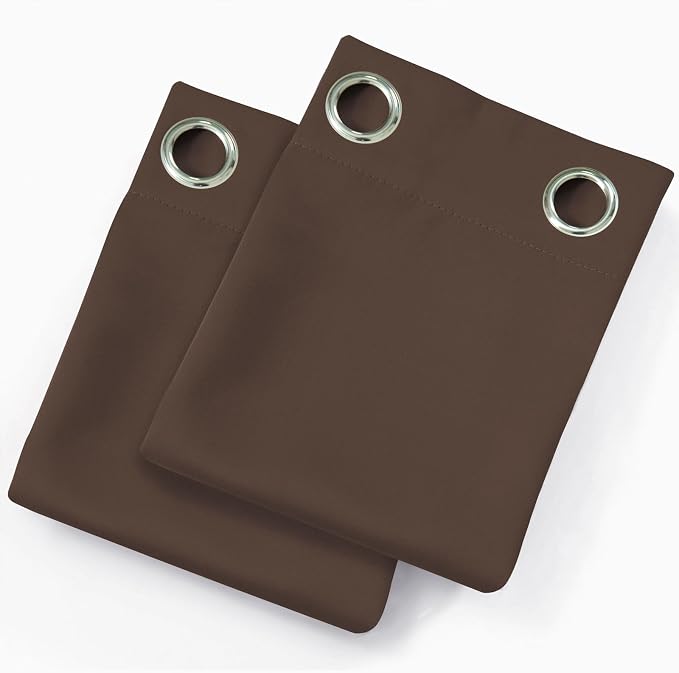 LEMOMO Blackout Curtains 66 x 72 Inch Long Chocolate Curtains Set of 2 Panels - Image 9