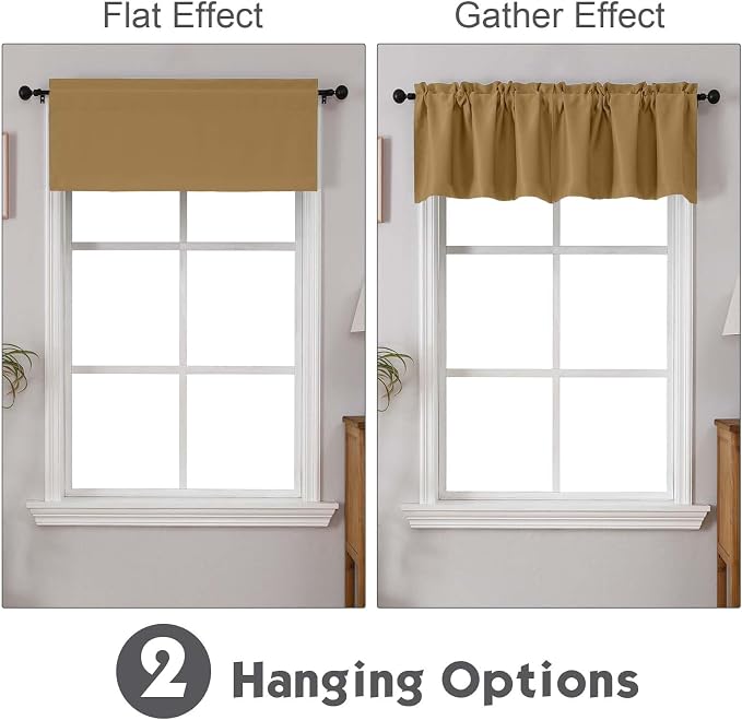 Chyhomenyc Gold Valances for Window, Room Darkening Short Curtains for Kitchen - Image 2