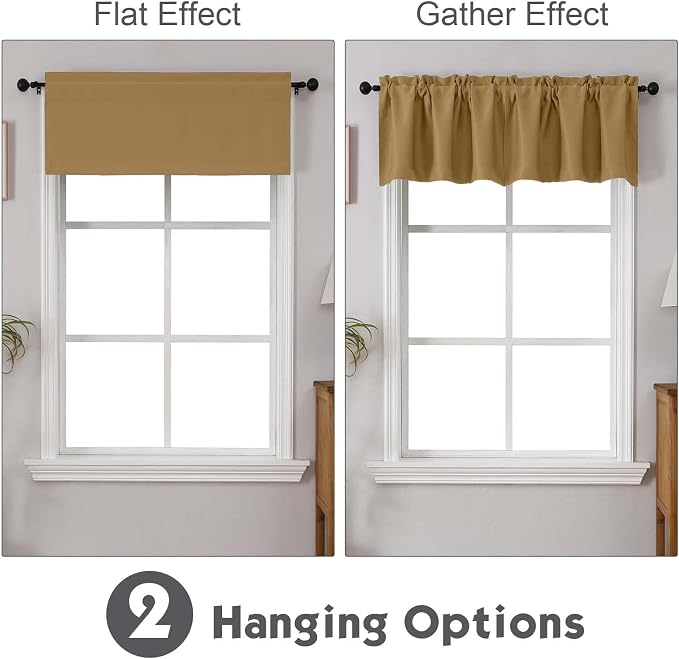 Chyhomenyc Gold Valances for Window, Room Darkening Short Curtains for Kitchen - Image 2