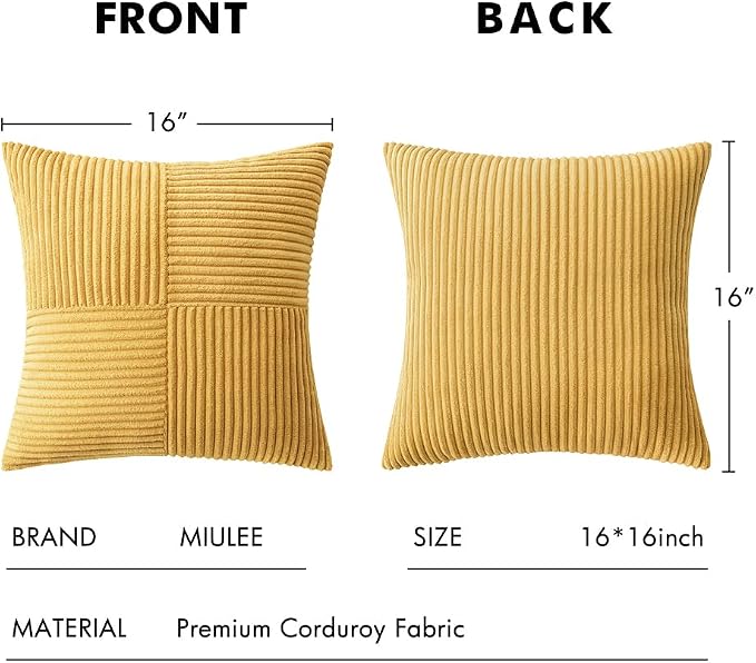 MIULEE Golden Mustard Decorative Throw Pillow Covers 16x16 Inch - Image 6