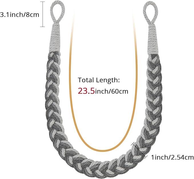 NICEEC 4 Pack Natural Cotton Rope Curtain Tiebacks Elegant Boho Style - Image 3
