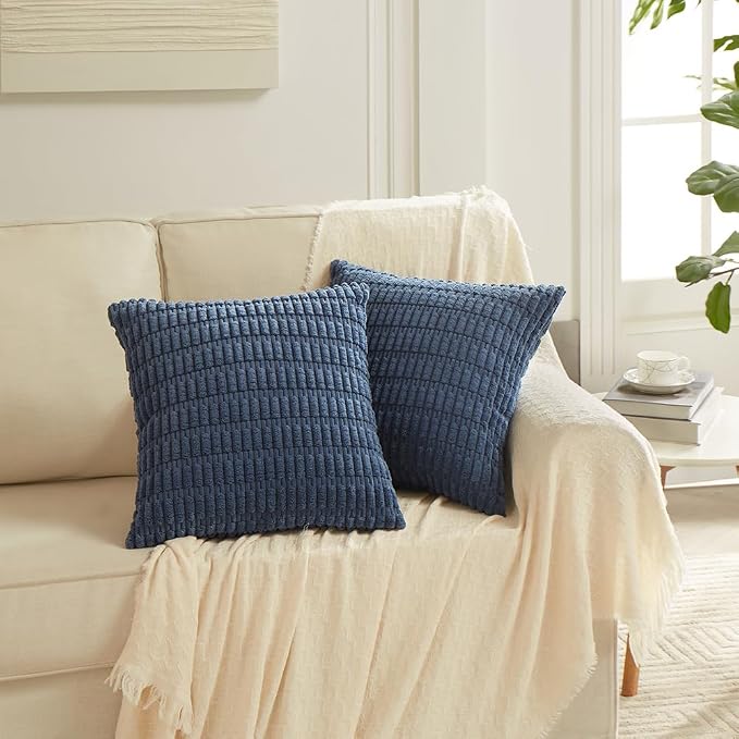 Fancy Homi 4 Packs Dusty Blue Decorative Throw Pillow Covers 22x22 Inch - Image 6