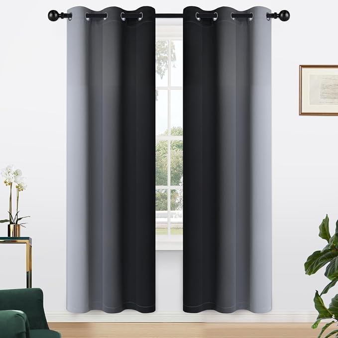 Yakamok Light Blocking Ombre Curtains, Room Darkening Grommet Window Drapes - Image 2