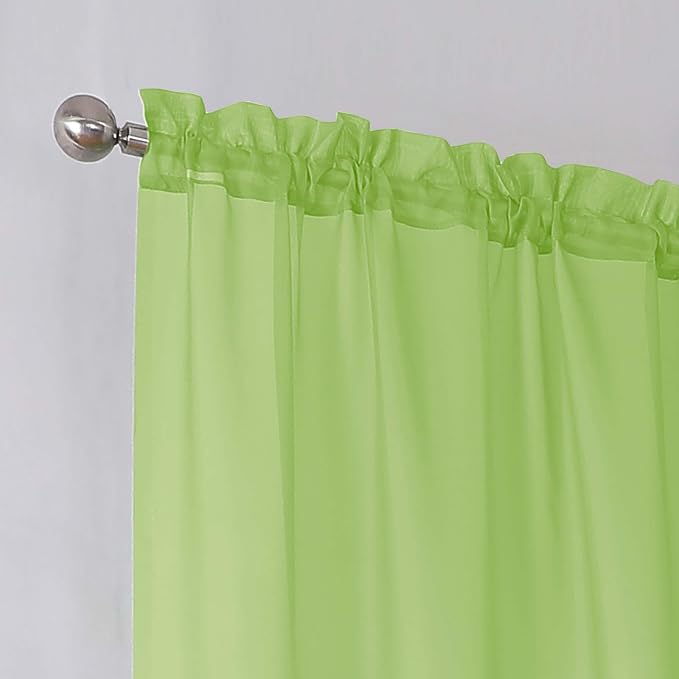 Simplebrand Lime Short Sheer Curtains 45 Inch Length - Image 4