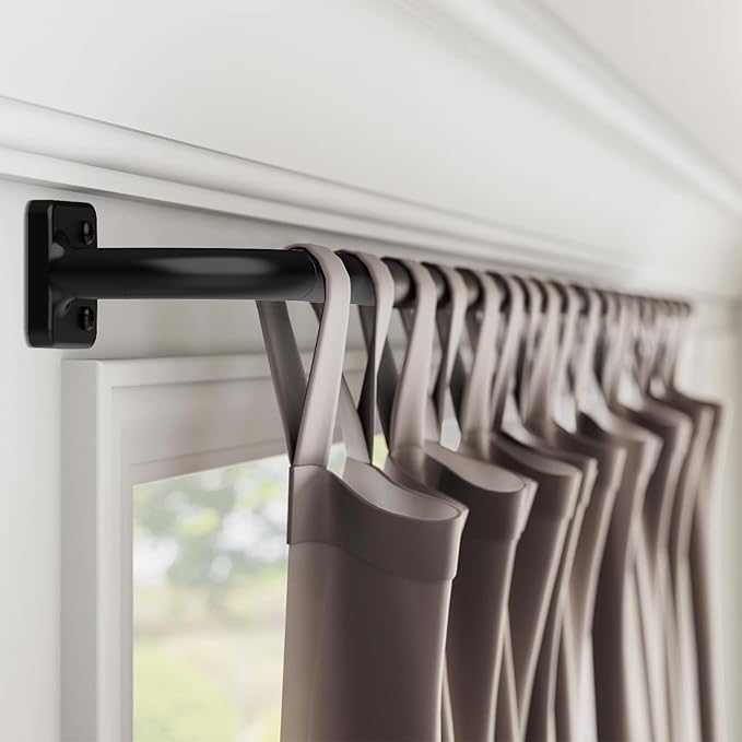 UIOSANRT Curtain Rods for Windows 66 to 120 Inch, 5/8" Diameter Black Ceiling - Image 2